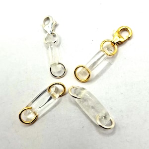 Kettenunterbrecher, Silber mit Bergkristall, damit der Energiefluß nicht unterbrochen wird. Mit oder ohne Karabiner, neu: Silber vergoldet