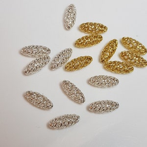 Intermediate parts for necklaces/bracelets/malas etc. Ellipse shape, very fine, filigree, silver and silver plated, for DIY jewelry