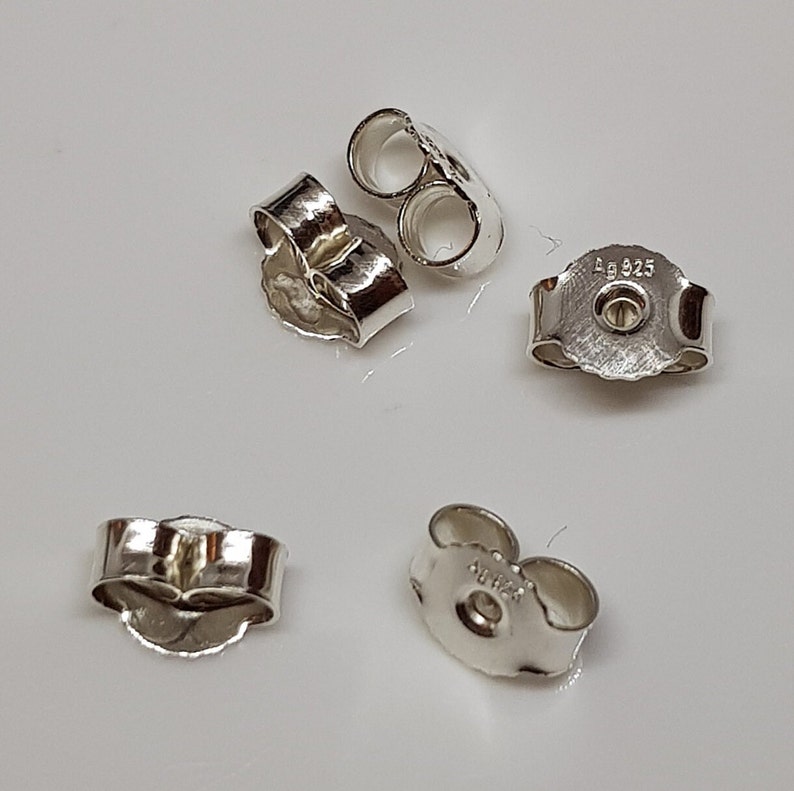 Ear nuts, ear stud closures 925 silver, 3 variants, real silver without nickel Form 3