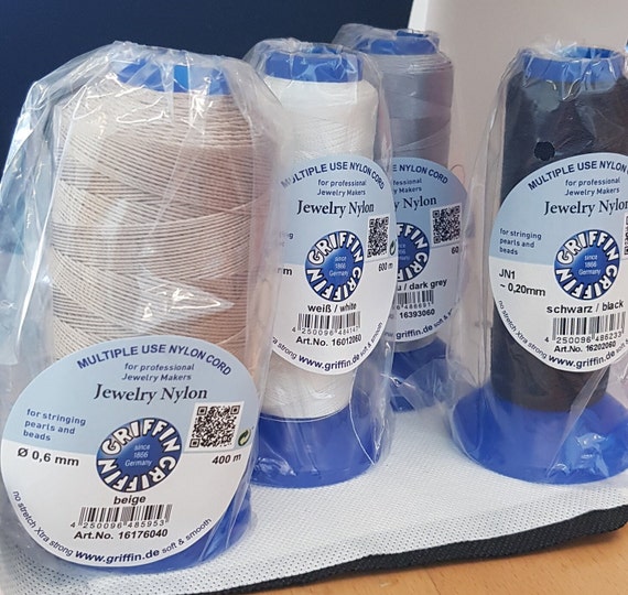 Jewelry Nylon von Griffin, Perlfaden auf Spulen, Schnur Meterware, für die Schmuckherstellung, Perlen knüpfen, Macramee und vieles mehr