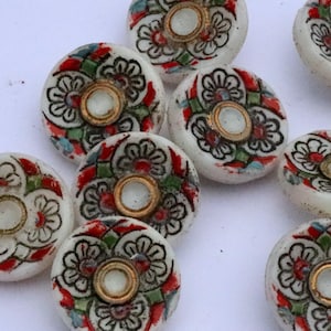 12 antique buttons made of white glass 13 mm