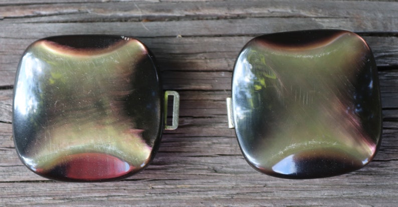 Vintage belt buckle amber look lucite 60th
