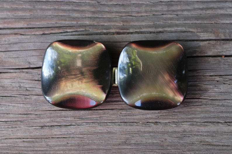 Vintage belt buckle amber look lucite 60th