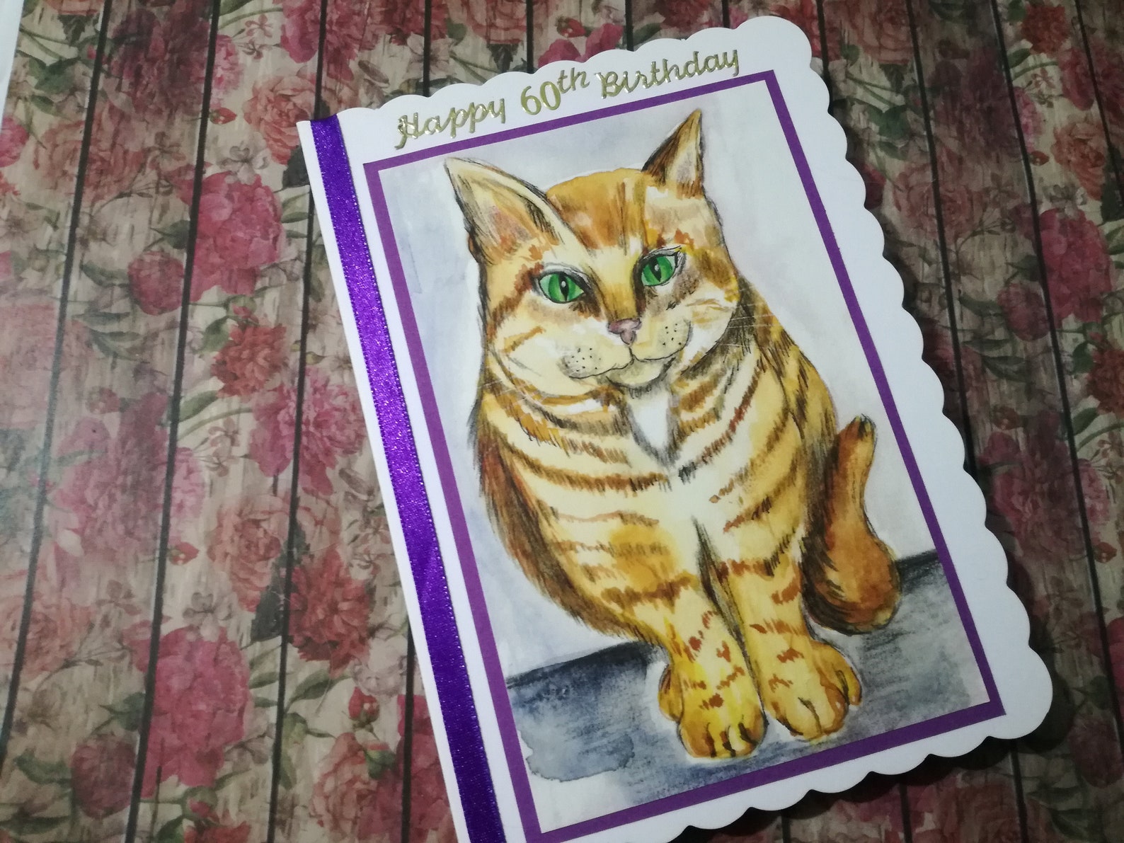 60th Birthday Cat Card Ginger Cat Gift for Woman Mum Aunt - Etsy
