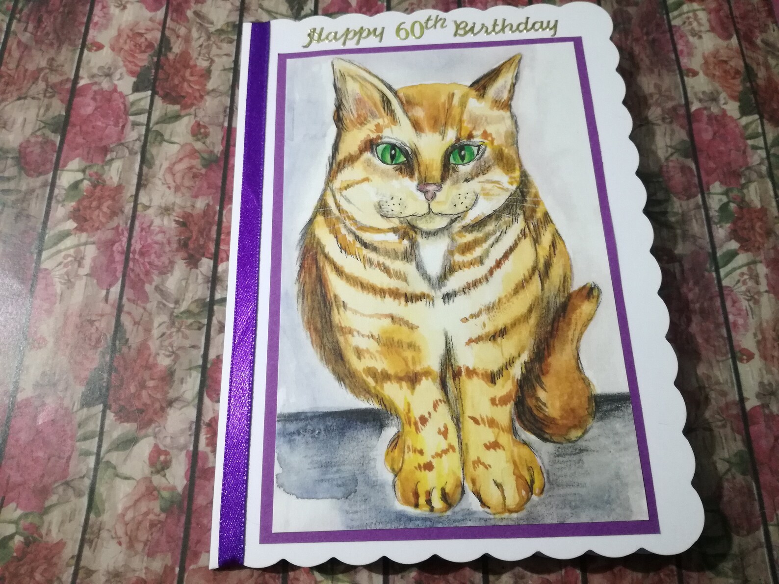 60th Birthday Cat Card Ginger Cat Gift for Woman Mum Aunt - Etsy