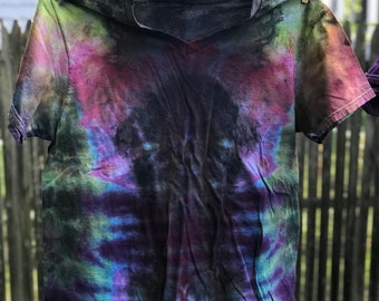 Ice Dyed V neck T Shirt M