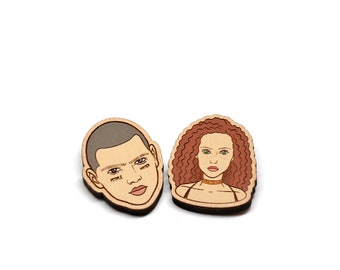 Wooden custom portrait pin, face brooch on the photo, magnet, keychain, personalised gift, gift for him, gift for her