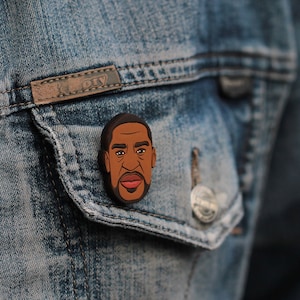 George Floyd wooden pin, BLM pin, black lives matter badge (brooch, keychain, magnet)