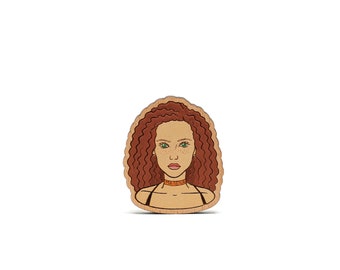 Girl portrait pin - wooden custom pin based on the photo  (brooch, keychain, magnet)