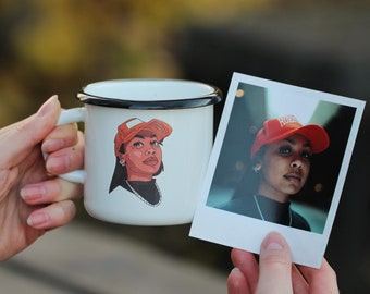 Custom enamel mug - personalized cup with loved ones from photo, unique face mug, Christmas gift ideas, personalised coffee mug