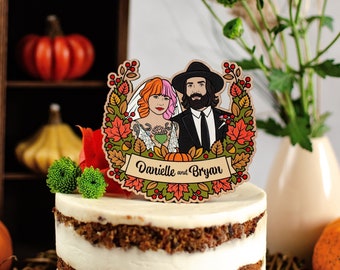 Personalized wedding cake topper – wooden portrait topper from photo, wedding cake topper figurine