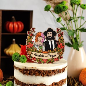 Personalized wedding cake topper – wooden portrait topper from photo, wedding cake topper figurine