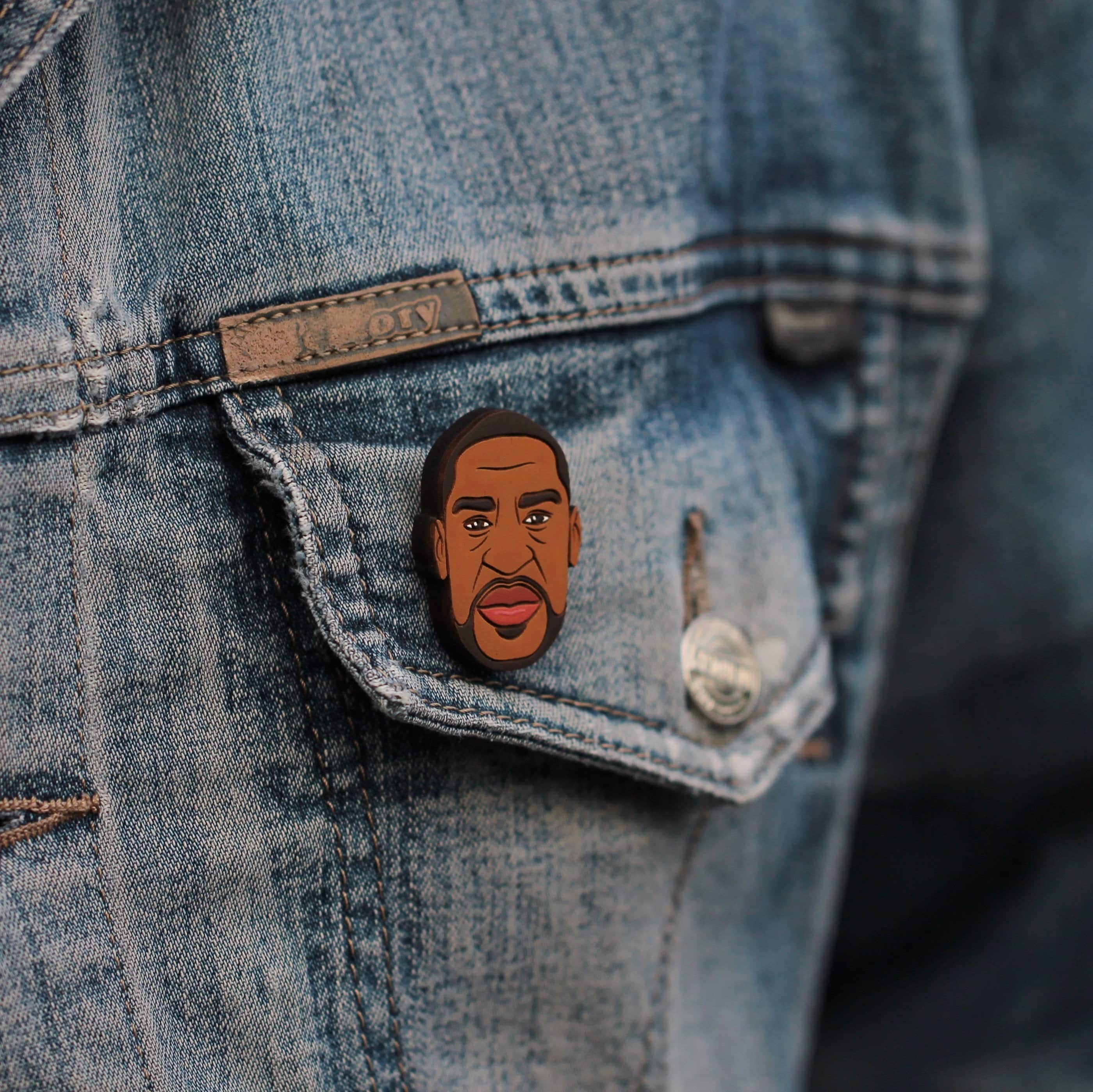 George Floyd Wooden Pin, BLM Pin, Black Lives Matter Badge (brooch