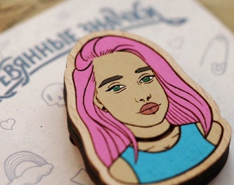 Wooden custom portrait brooch, brooch on the photo, personalised gift