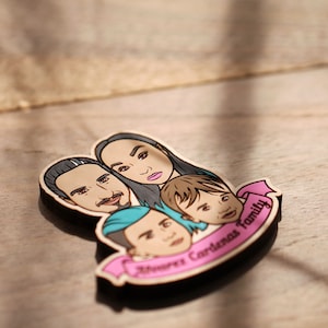 Custom family portrait magnet wooden magnet from photo, personalized face magnet, Christmas gift ideas, mother's day gift, gift for mom image 2