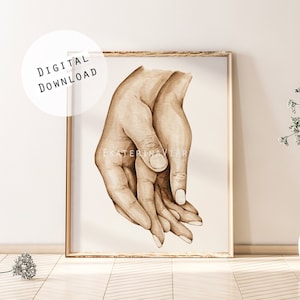 Kommerzielle Lizenz Händchen haltend Print Paar Liebhaber Print Life Print Print Poster Wall Art Home Decor Geschenk für Ihn Wall Print Zeichnung