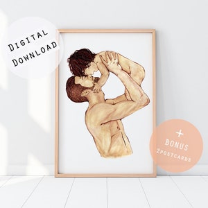 Stampa da parete per la festa del papà, illustrazione della paternità, arte della parete, poster digitale, cartolina regalo per papà, decorazione per la cameretta del bambino, acquerello