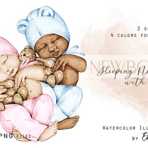 Sleeping Newborns Watercolor Art Print: Nursery Decor (Digital Download)