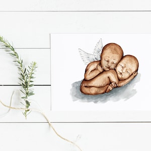 Angel Twins Watercolor Print: Baby Loss Memorial Art (Digital Download)