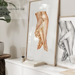 Kommerzielle Lizenz Hände im Tanz Paar Liebhaber Händchen haltend Hochzeit Heiraten mich Aquarell Digitaldruck Verlobung Liebe I Do Poster Hand