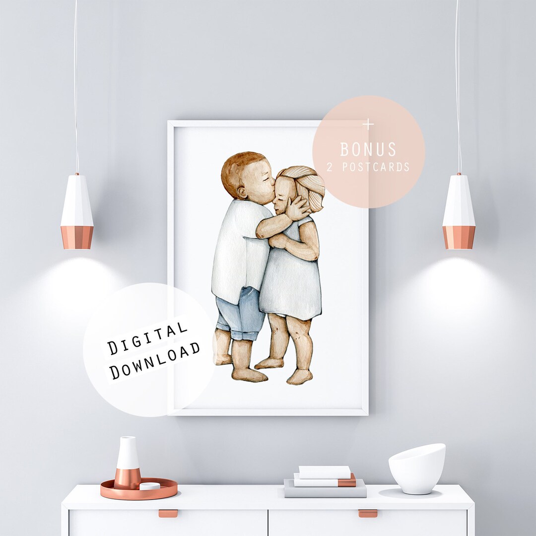 Printable Postcard Kids Love Art Print Babies Boy&girl Gift Etsy