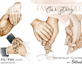 Digital Download Our Story Family Hands Watercolor Printable Mom Dad Poster Digital Poster Hand in Hand Wall Art  Family Illustration Home