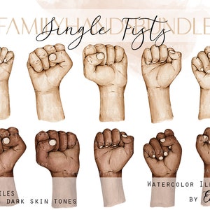 Licence commerciale Single Fists peau claire et foncée La famille Mains Fête des Pères Mon équipe