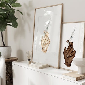 Digital Download Hand Holding Syringe IVF Doctor Mom Medicine Poster Watercolor Digital Wall Art Commercial  Illustration