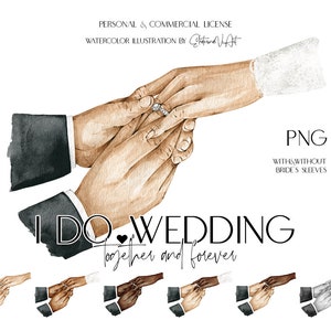 Hochzeit Händchen haltend heiraten mich Aquarell Digitaldruck Verlobung Liebe I Do Poster Hand in Hand Zeichnung Aquarell Einladung Postkarte