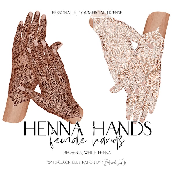 Commercial Use Female Holding Hands Henna Night PNG Muslim Hands Mehndi Watercolor Arabic Hand in Hand Drawing Png