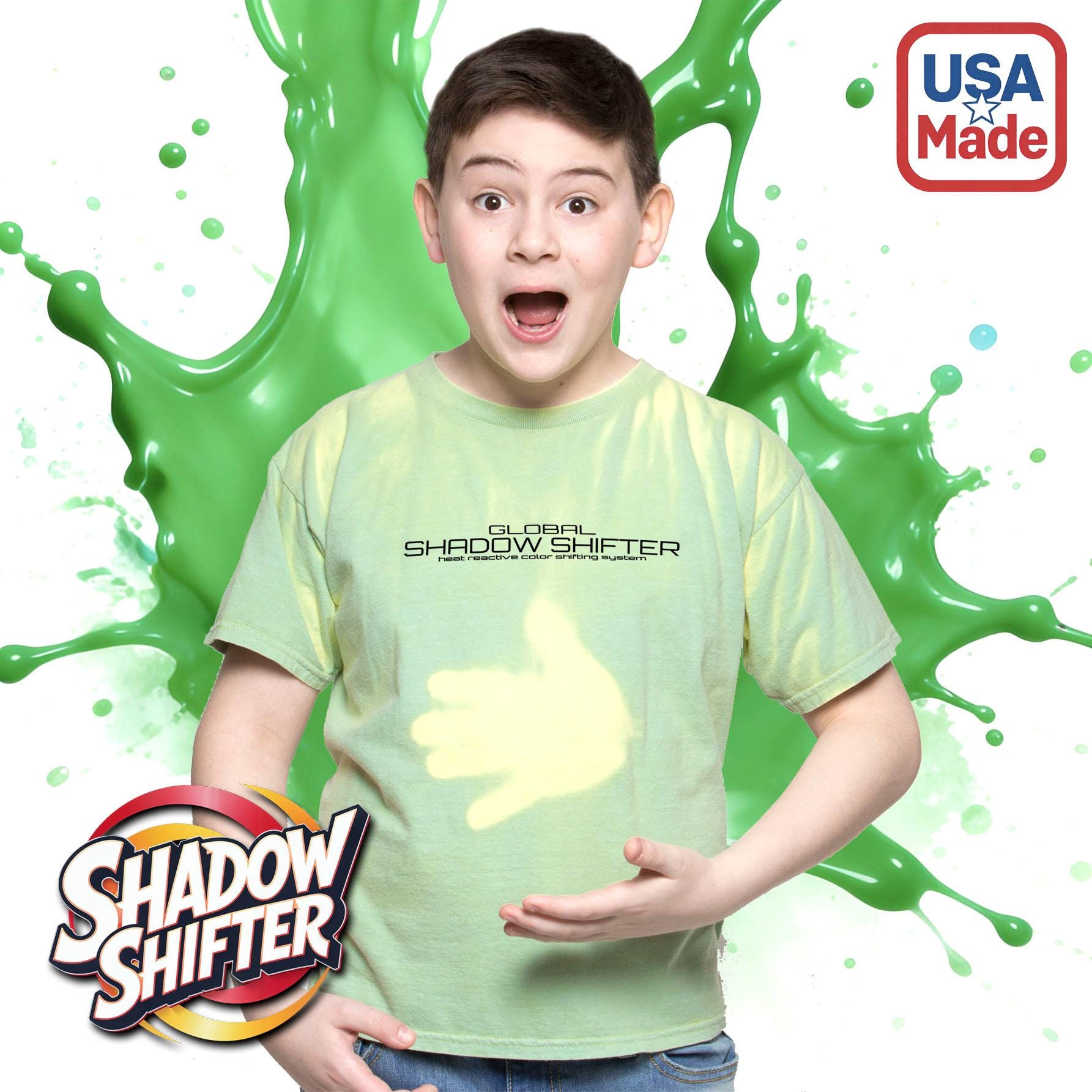 shadows カラフルグラフィックTシャツ L Global Shadow Shifter KIDS Heat Reactive Green to Yellow