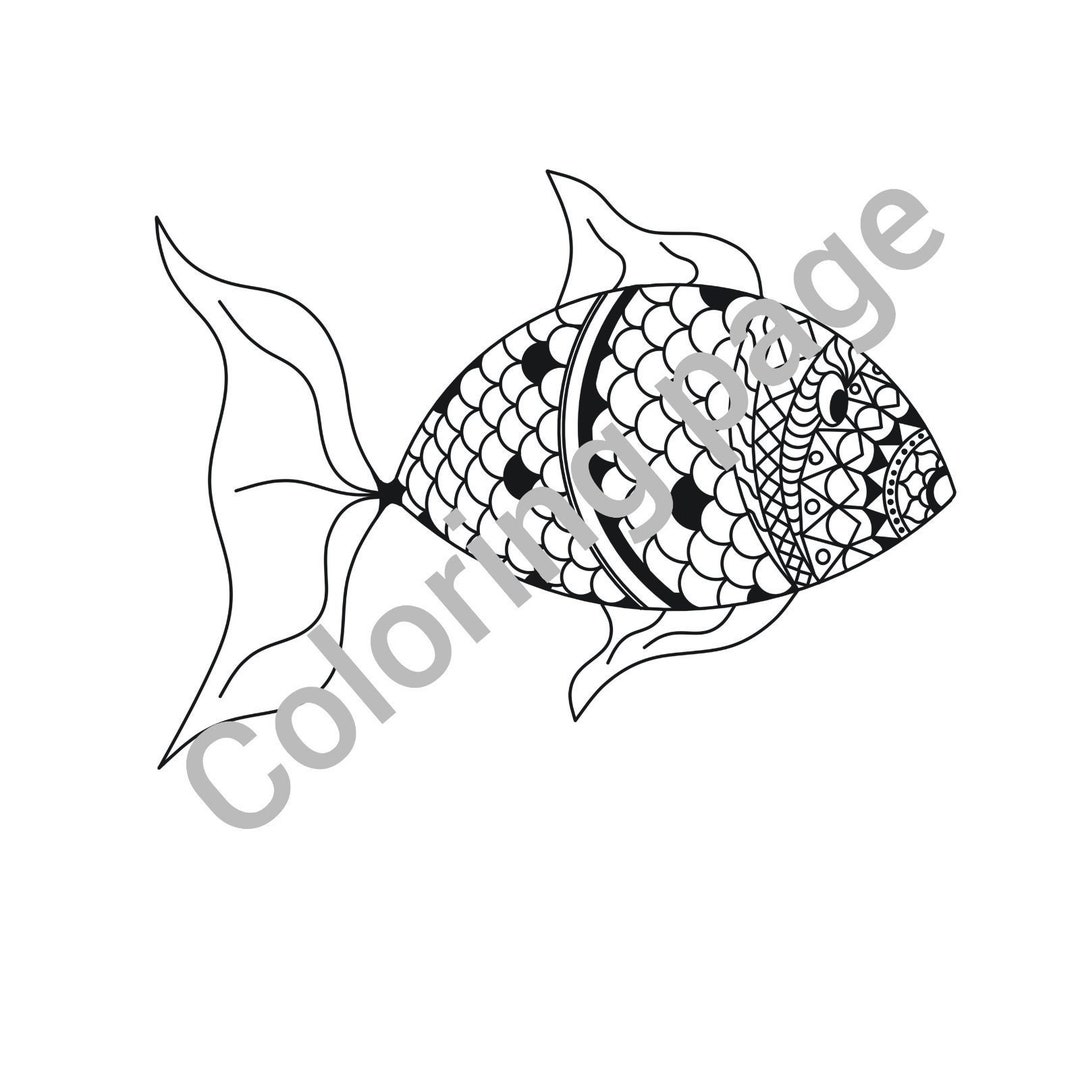 Printable Fish Coloring Page Stress Relief Coloring Activity - Etsy