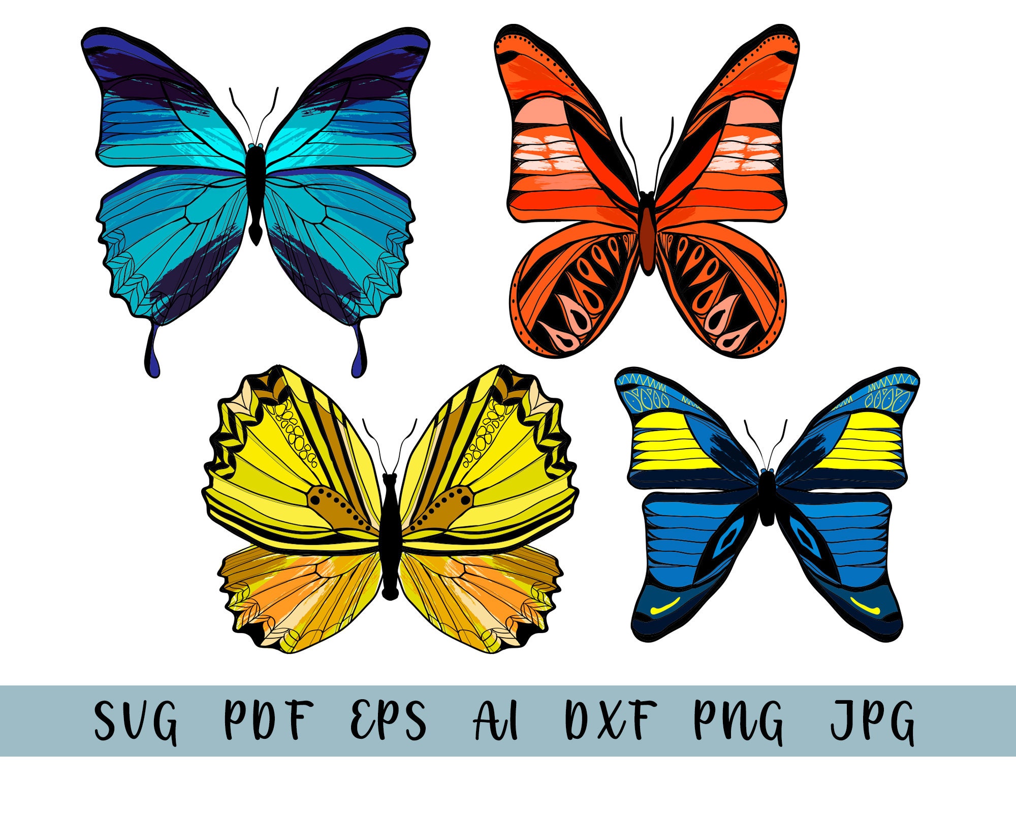 Download Colorful Butterflies SVG Blue Butterfly svg Yellow ...