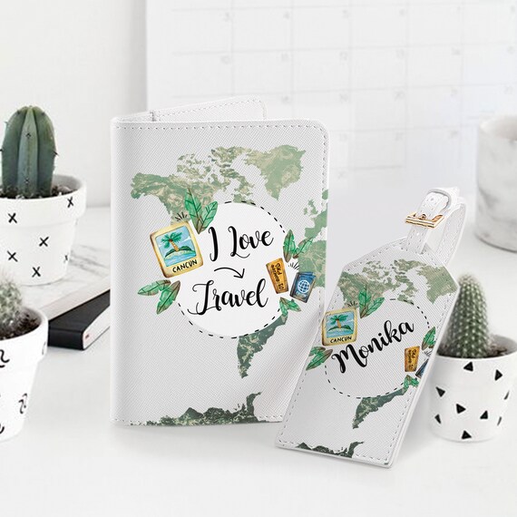 Cute passport holder and luggage tag set Clearance