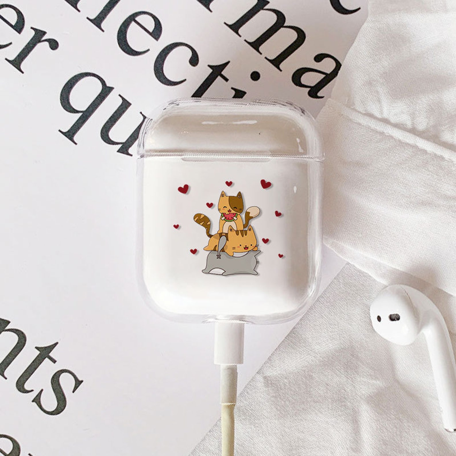AirPods Clear Case Cute Cats AirPod Sleeve Plastic Holder Etsy