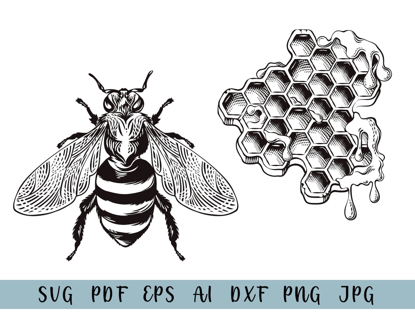 Bee SVG Honeycomb Svg Honey Svg Bee Silhouette (Download Now) - Etsy