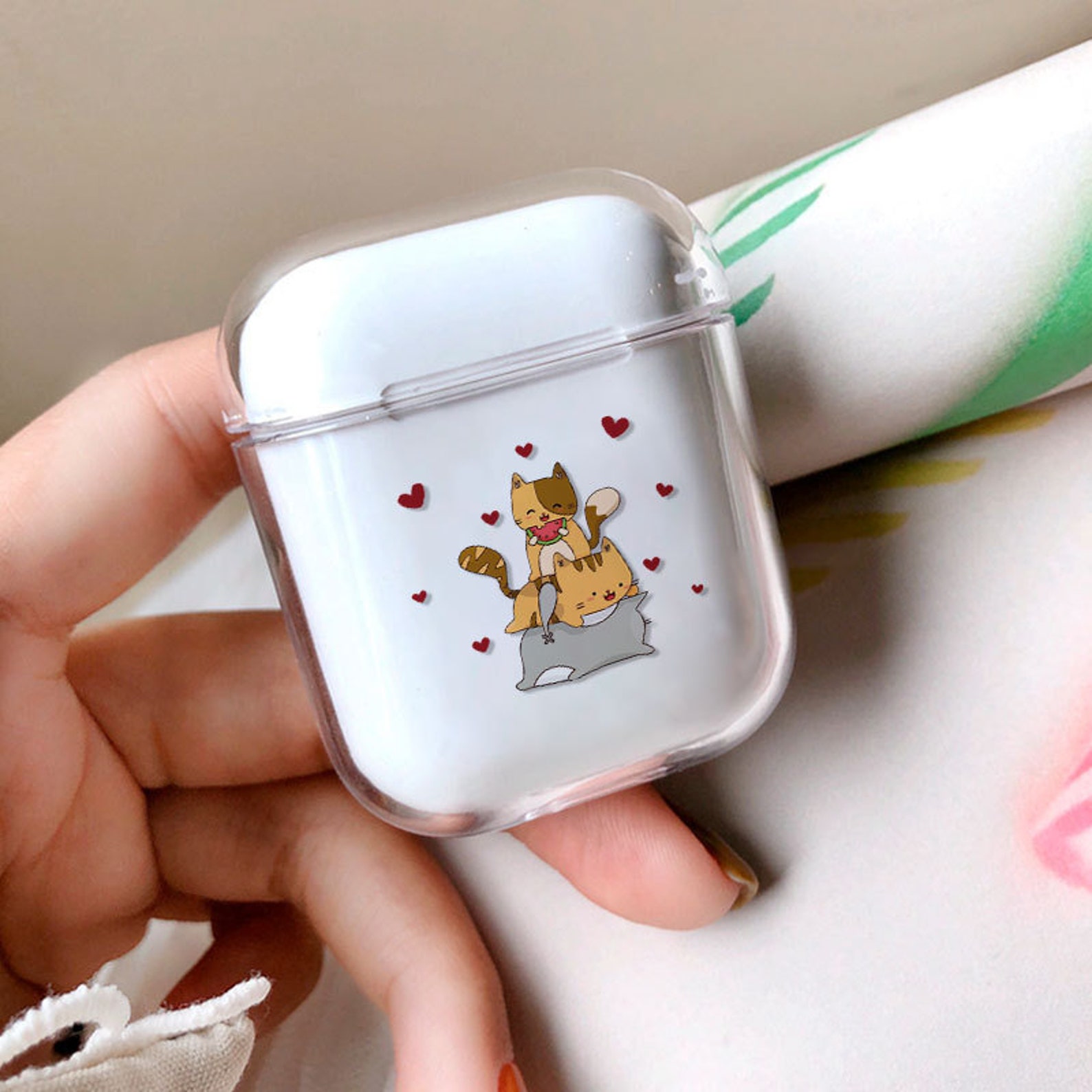 Airpods Clear Case Cute Cats AirPod Sleeve Plastic Holder Etsy