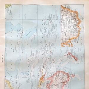 1898 OCEANIE Affiche vintage originale ancienne Antique authentic print Planche illustrée Carte Océanie Oceania Autralie