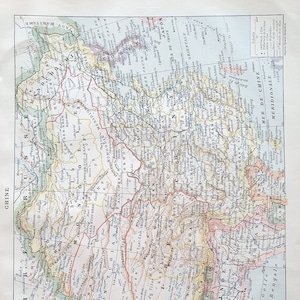 1898 CHINY Stary oryginalny plakat w stylu vintage Antyczny autentyczny nadruk Ilustrowany talerz Mapa Chin Chiny