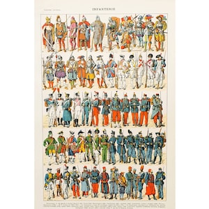1920 INFANTRY | Old vintage poster | Army illustration board | Antique original French poster | Living room wall decor | Gift