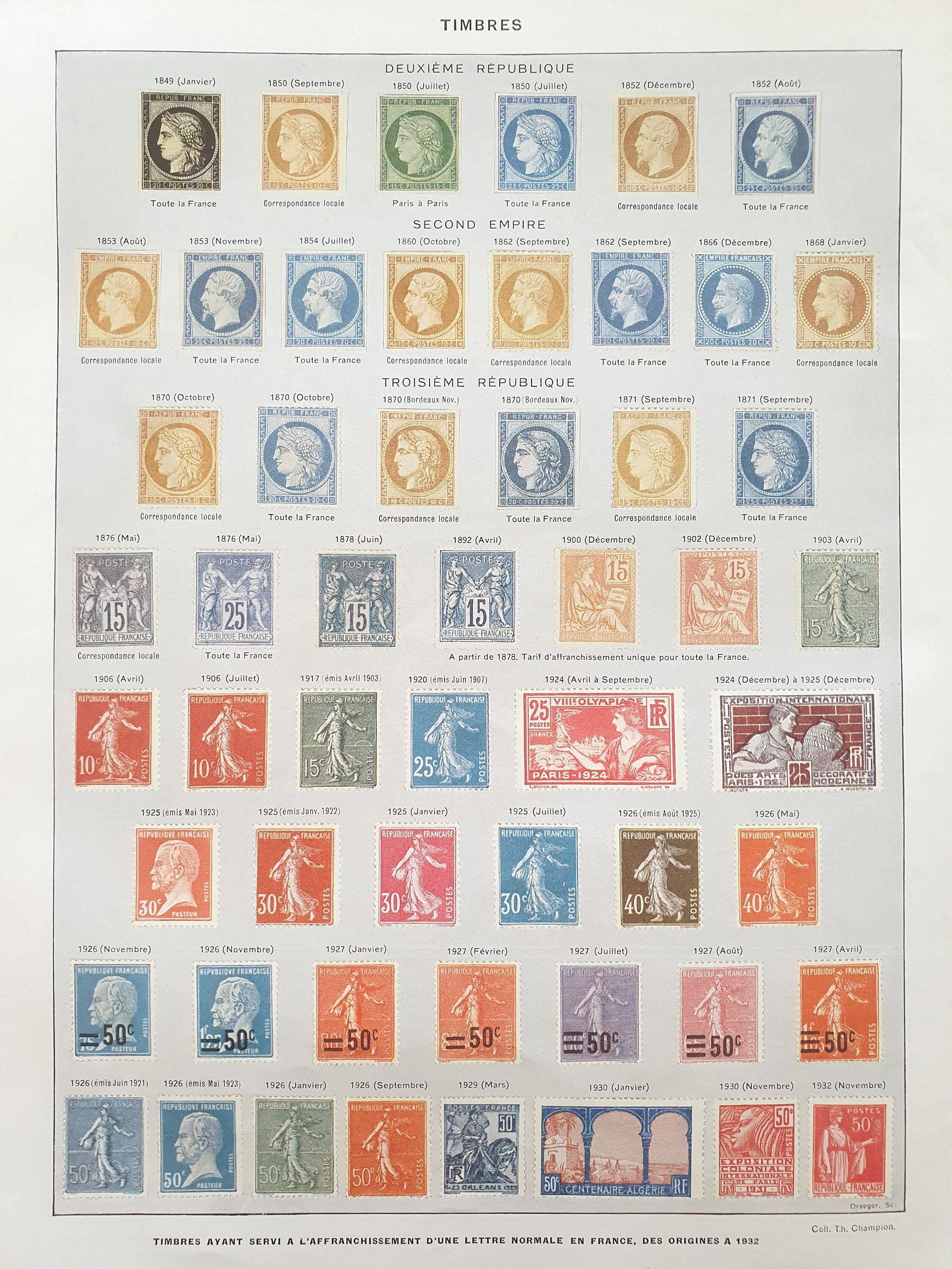 1930 Timbres 1 Affiche Vintage Illustrée, Originale Ancienne, Poster Illustration, Page de Dictionna