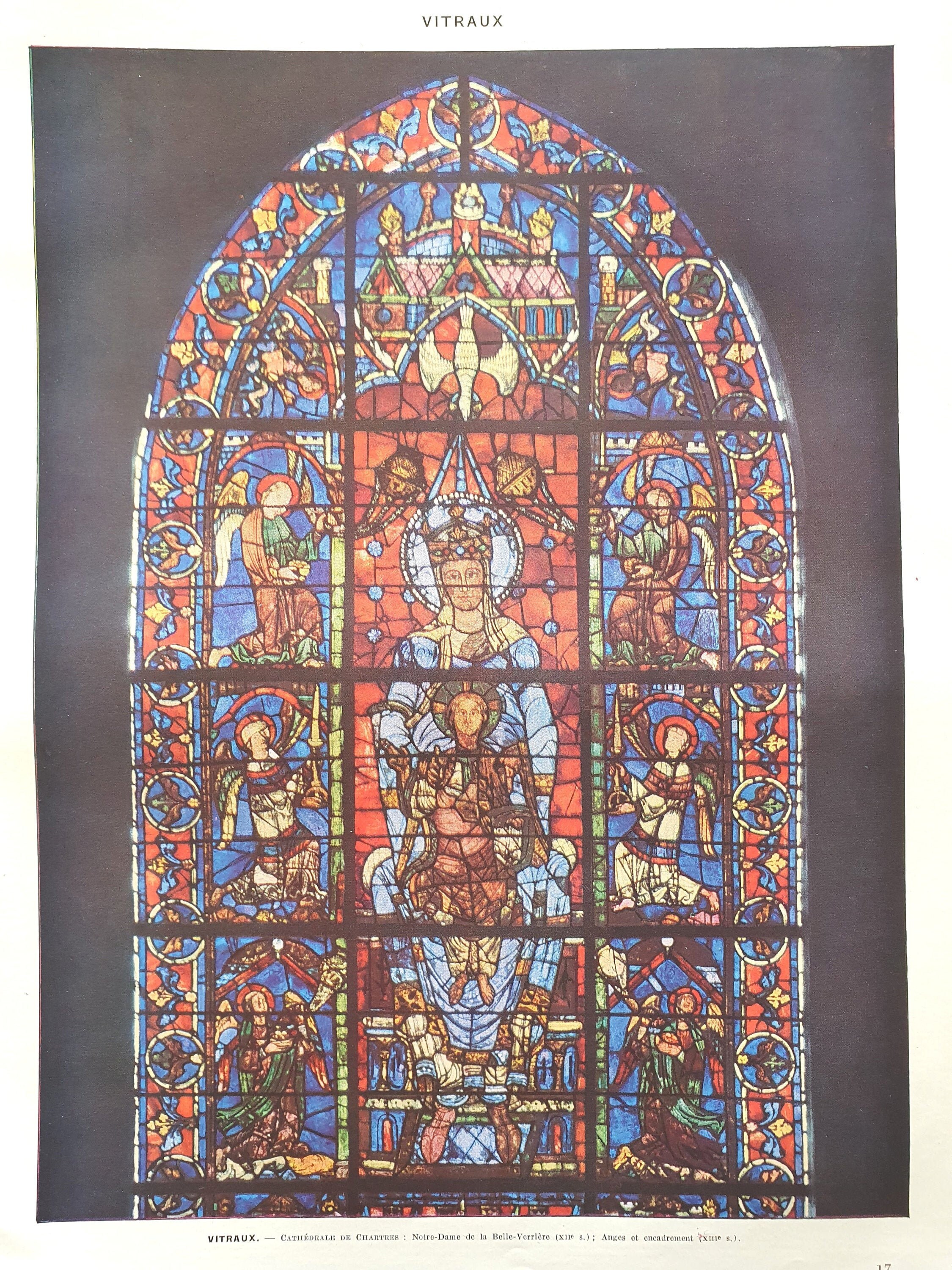 1930 Vitraux Affiche Vintage Illustrée, Originale Ancienne, Poster Illustration, Page de Dictionnair