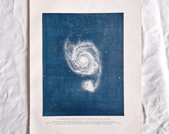 1920 Astronomy Plate "SPIRAL NEBULA", Vintage Poster, Stars, Star Cluster, Constellation, Vintage Print, Astronomy Print