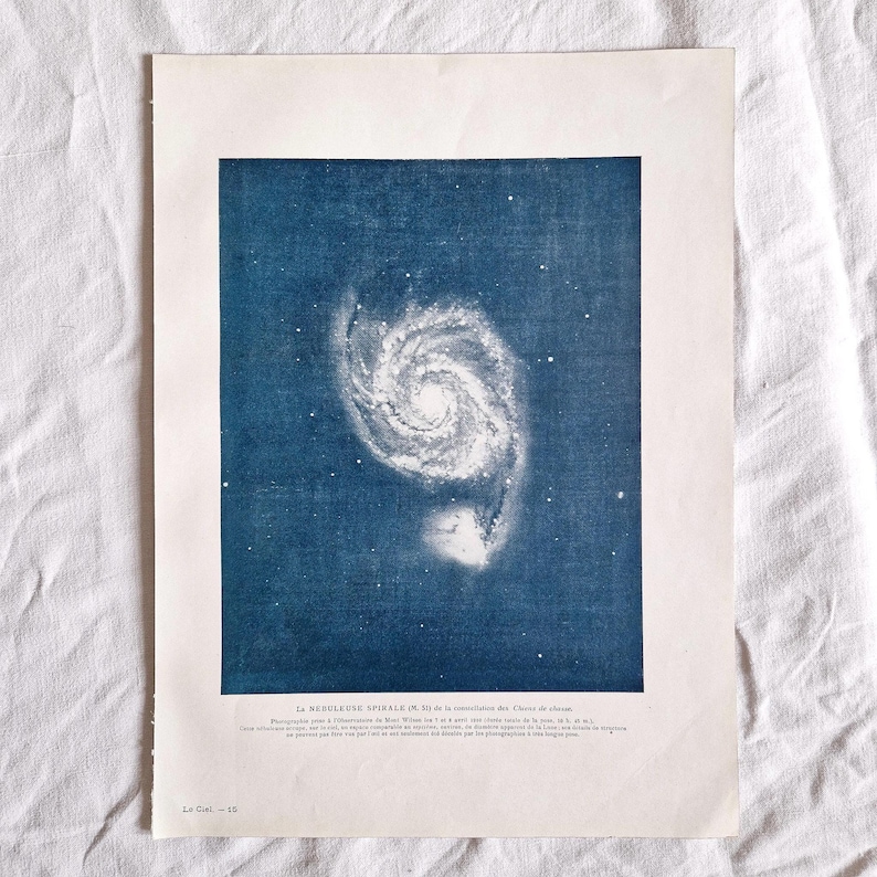 1920年天文学プレート「渦巻星雲」、ヴィンテージポスター、星、星団、星座、ヴィンテージプリント、天文学プリント 画像 1