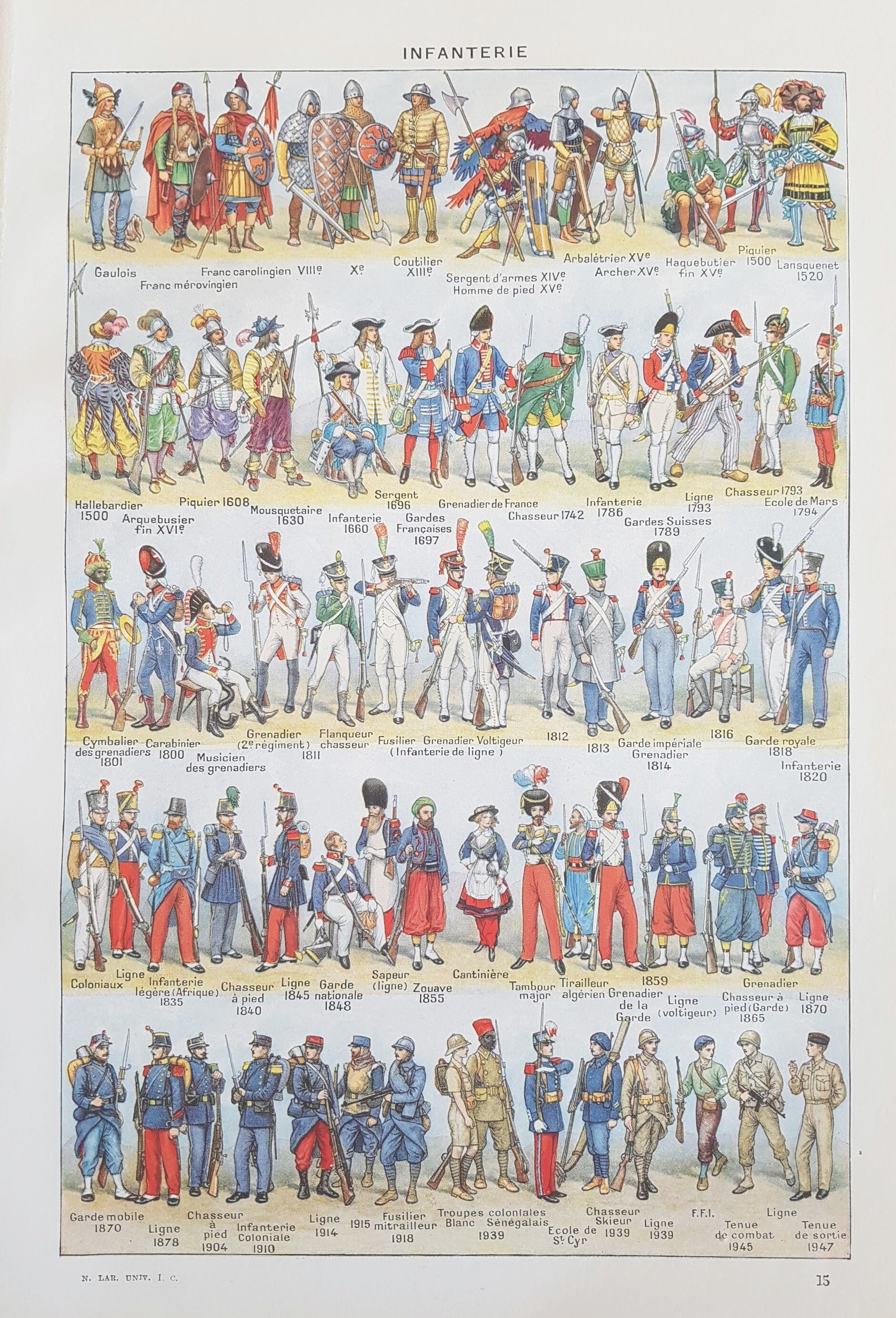 1949 Infanterie Affiche Vintage Originale Ancienne Antique Authentic Print Planche Illustrée Infante