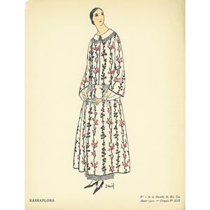 1921 Fashion vintage print, Pochoir Gazette du Bon Ton, Old poster, Art Deco fashion illustration, Fashion drawing, Couture, French woman