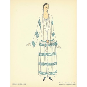 1922 Fashion vintage print, Pochoir Gazette du Bon Ton, Old poster, Art Deco fashion illustration, Fashion drawing, French woman, Paris