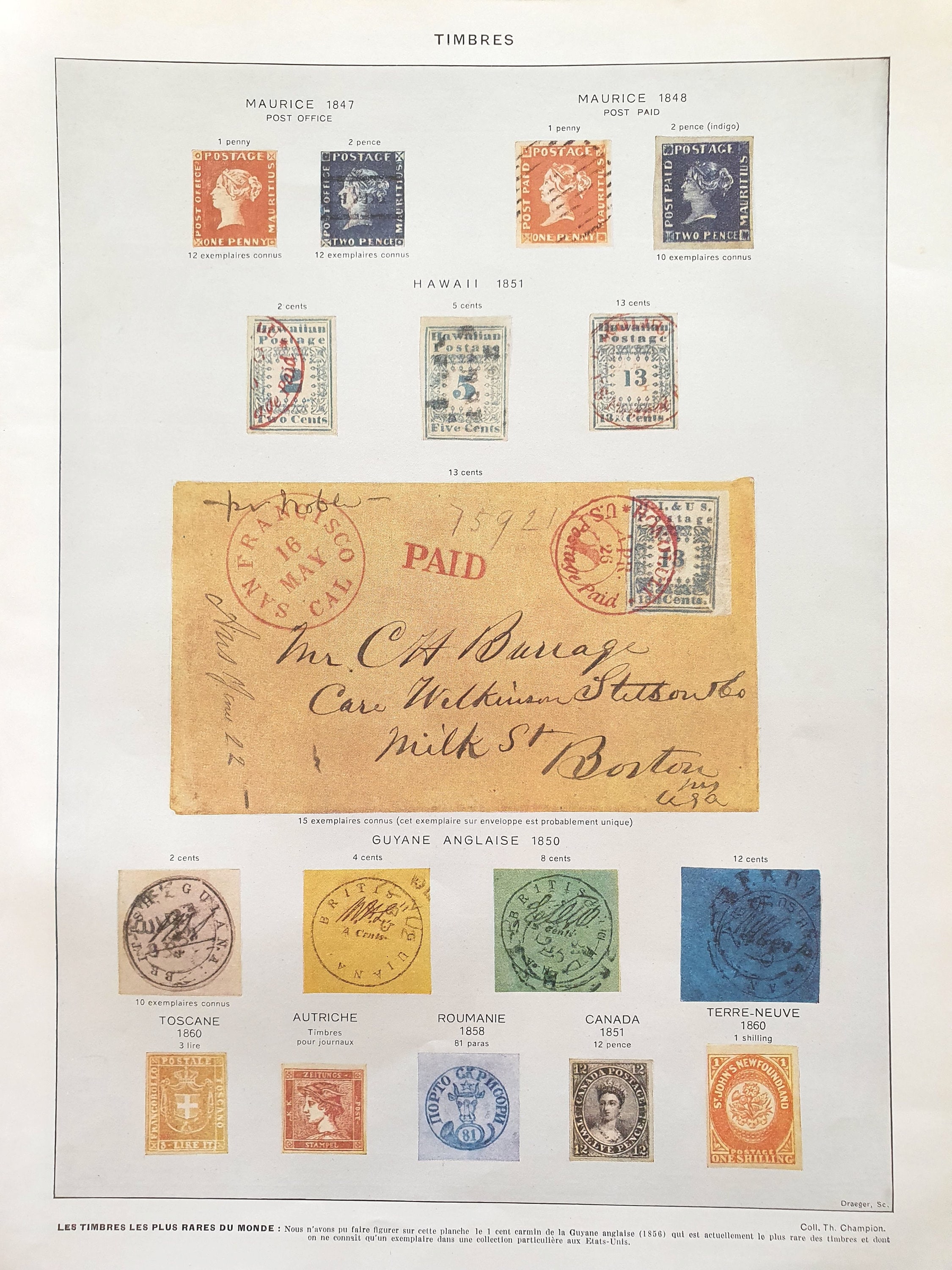 1930 Timbres 2 Affiche Vintage Illustrée, Originale Ancienne, Poster Illustration, Page de Dictionna