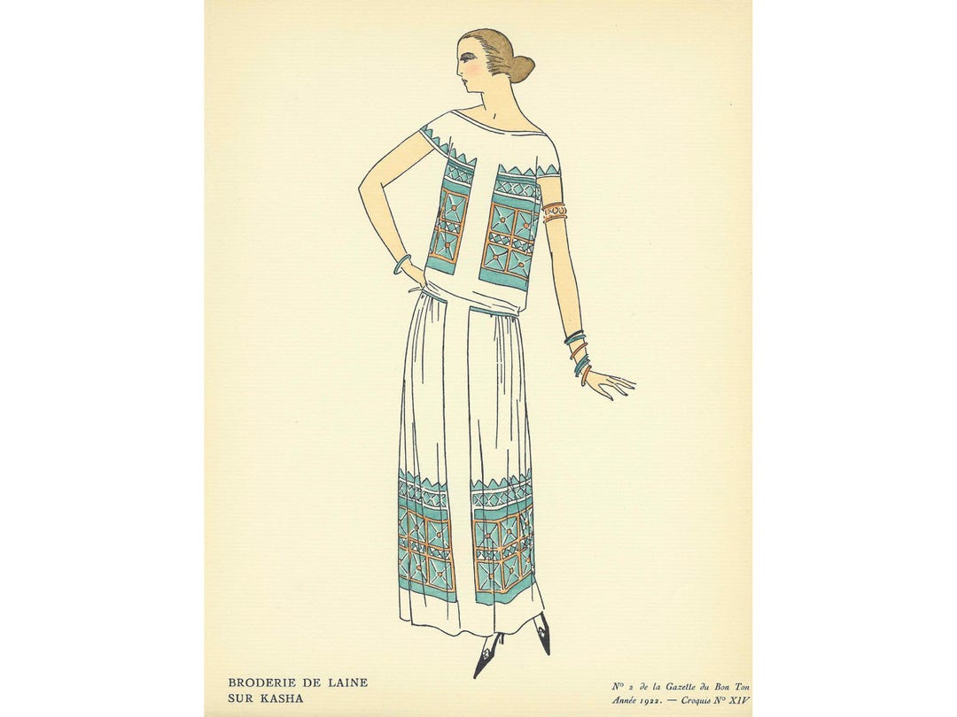 1921 Fashion Vintage Print, Pochoir Gazette Du Bon Ton, Old Poster, Art  Deco Fashion Illustration, Fashion Drawing, French Woman, Paris