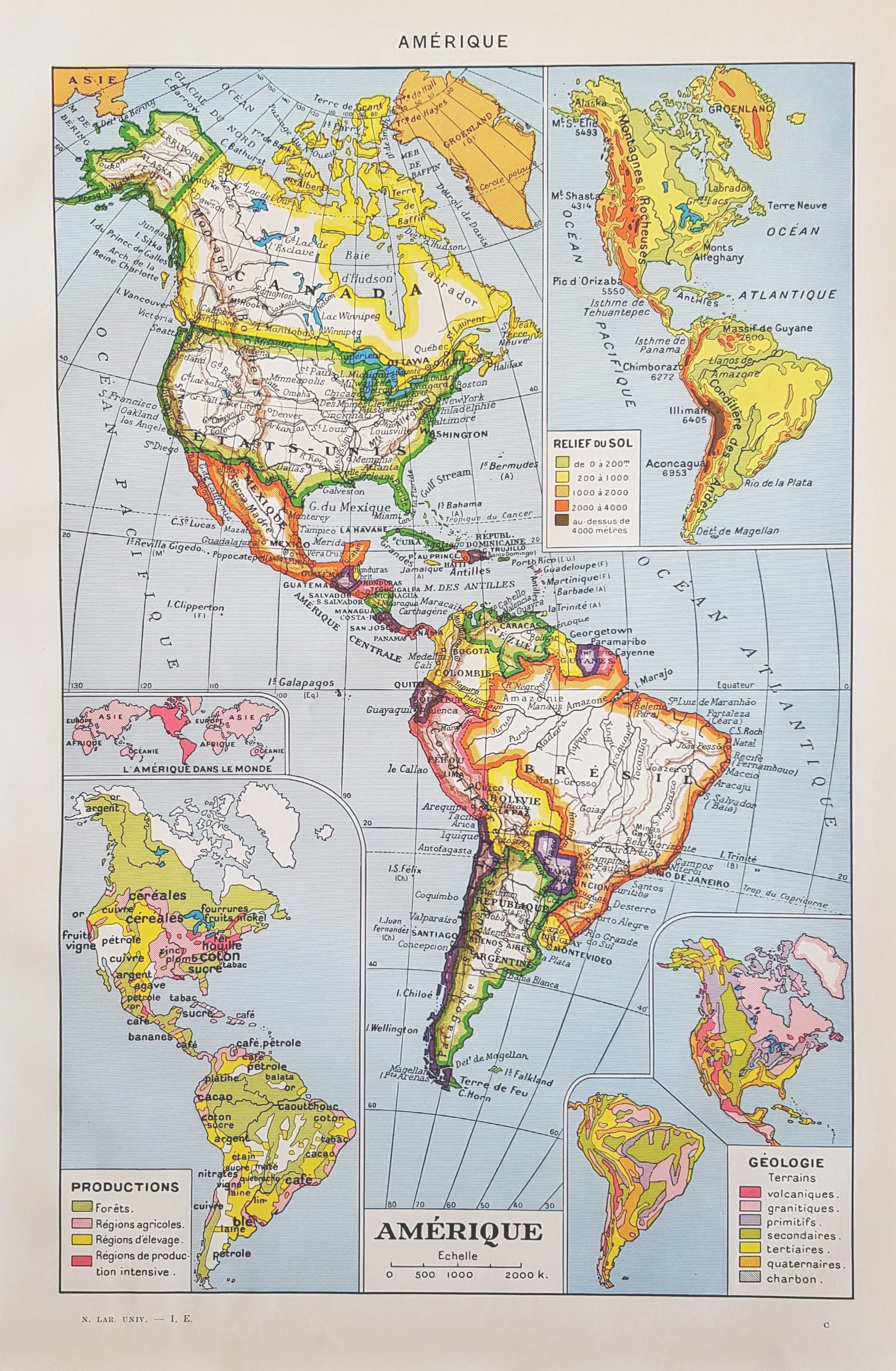 1949 MAP OF AMERICA Original Vintage Poster Antique